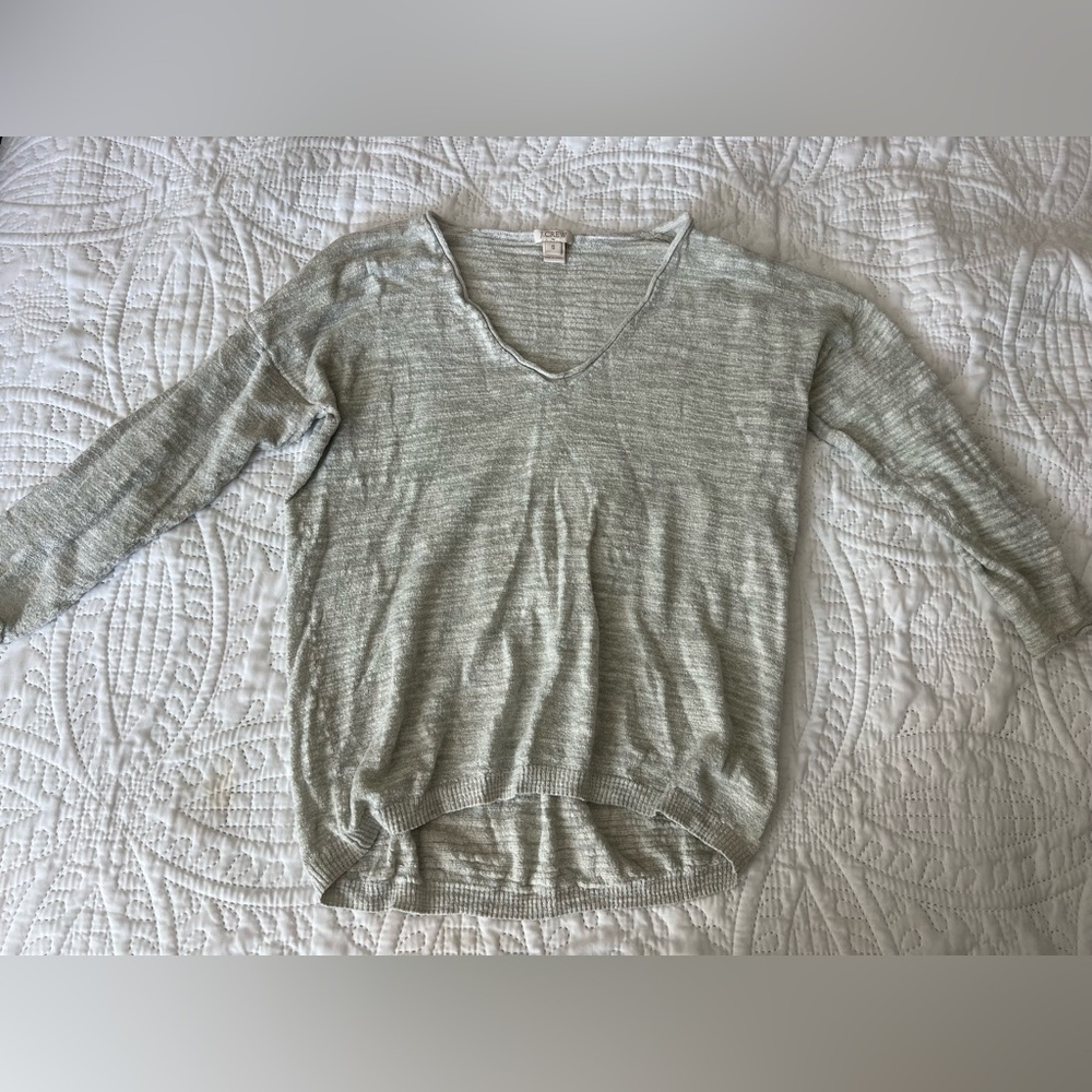 J. Crew Soft Gray V-Neck Blouse